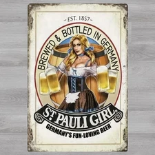 St. Pauli Girl Beer 8 x 12 Novelty Metal Sign Shrink-Wrapped New