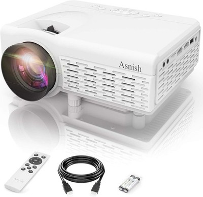 Asnish Mini Projector, Portable Bluetooth Home Projector, Supports 1080P Full HD