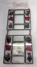Vintage Carr 2 Clear Stained Glass Pressed Dried Flowers Photo Picture Frames