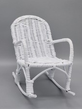 Vintage White Wicker Toy Doll Rocking Chair Cute Miniature Furniture