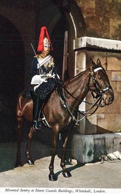ENGLAND POSTKARTE London Mounted Sentry Horse Guards Westminster UK John Hinde