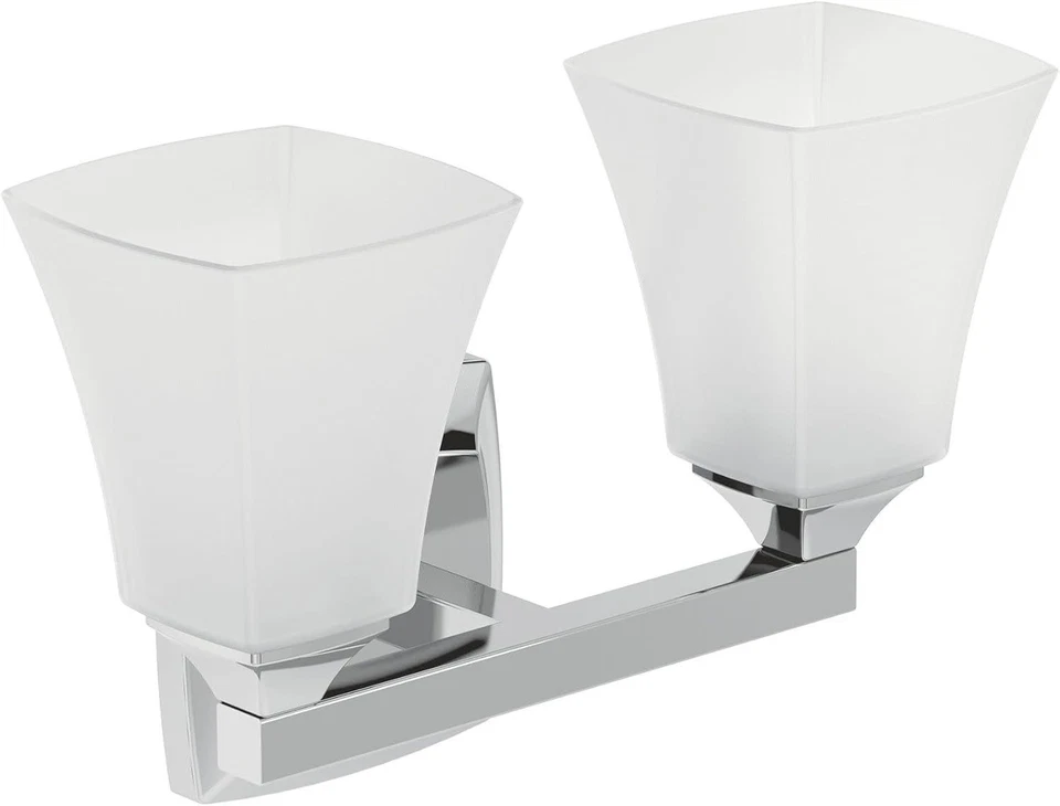 Moen YB5162CH Voss 2-Bath Light Dual Mount Bathroom Vanity Frosted Glass Chrome - Image 3 of 4