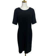Mario Serrani Little Black Dress Womens Large Black Short Sleeves Ribbed Texture