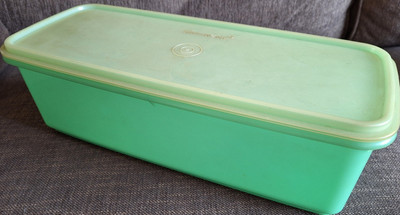 Tupperware Vintage Schale jadegrün rechteckig + Abtropffläche