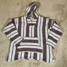Baja Joe Drug Rug Mexican Tapestry Woven Pocketed Hoodie Hippie - Mens Med