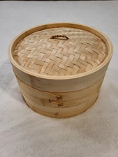 Bamboo Steamer Basket 2 Tiers 10" Diameter