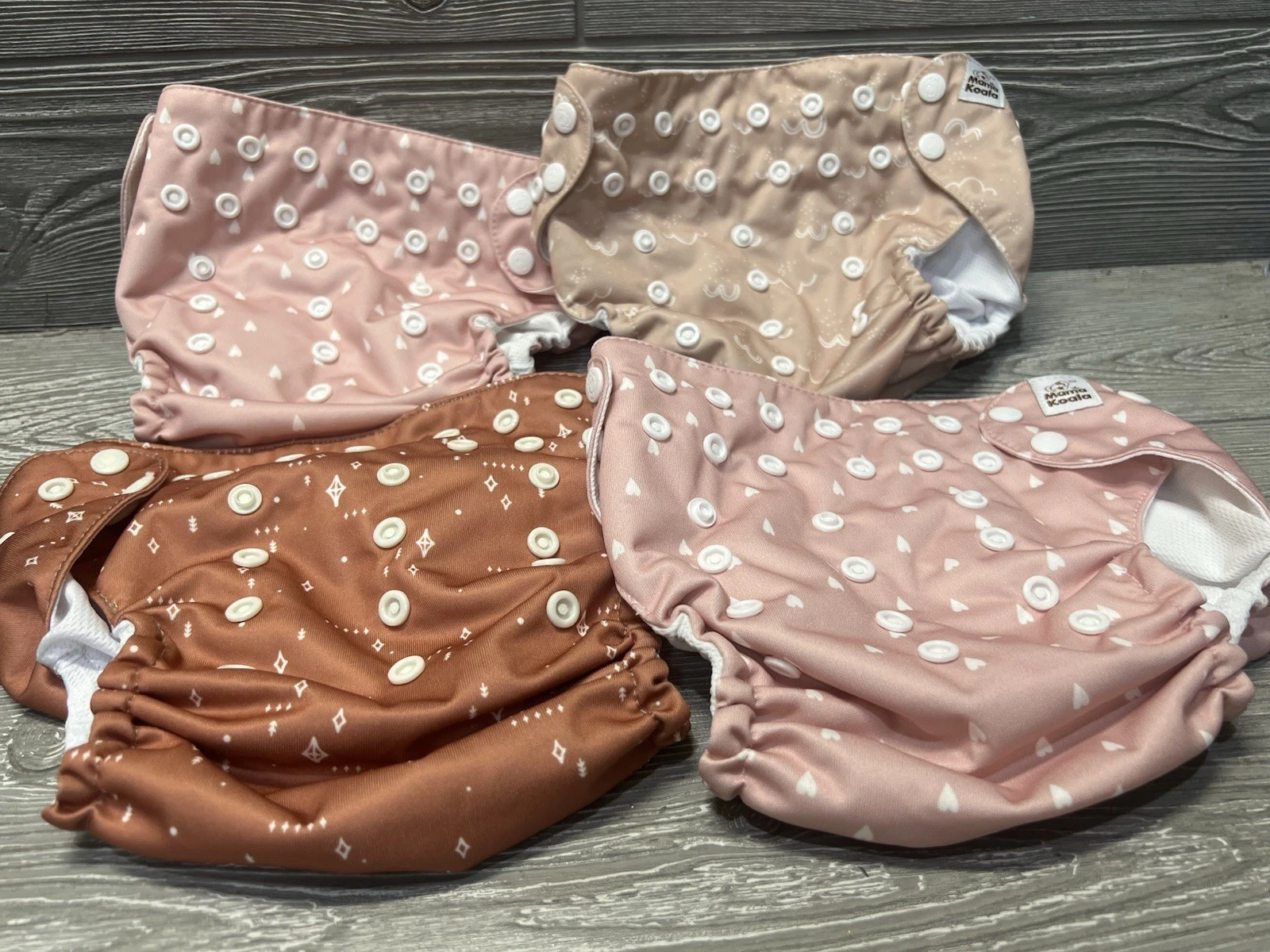 Mama Koala Set of 4 Stay-Dry Reusable Cloth Pocket Diapers with Liners