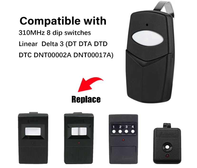 2Garage Door Remote for 8Dip Switch 310MHz Linear Delta DT DTA DTD DTC DNT00002A - Image 2 of 4