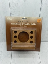 Vintage Solid Oak Tooth Brush Tumbler Holder NEW Lowe's Package Bath 25308