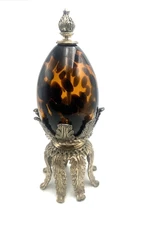 Maitland Smith Art Glass Tabletop Figurine Tortoiseshell Brass Filigree Base