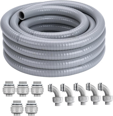 1'' 100FT Liquid-Tight Conduit Kit with Connectors & Fittings for Wiring