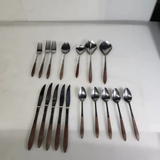 Vtg EKCO Eterna Canoe Muffin Flatware Spoons Butter Knives Forks SS Japan Lot 17