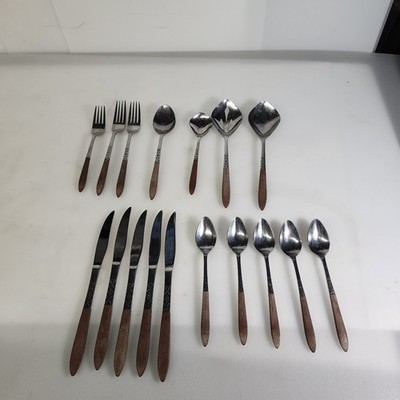 VTG Ekco Eterna Canoe Muffin Flatware Lot 17 Spoons Knives Forks MCM Japan