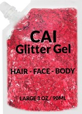Glitter Gel for Face, Body  Hair   3 Oz Cosmetic-Grade Red Gel for Halloween 
