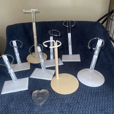 Lot of 8  Doll Stands Variety of Sizes Adjustable  Small Medium Large Kaiser
