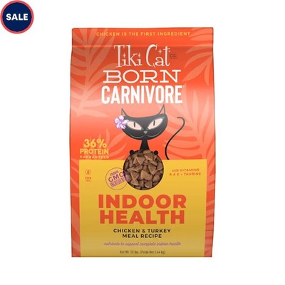 Tiki Cat Born Carnivore Indoor Health Chicken & Turkey Meal Dry Cat Food, 12 lbs