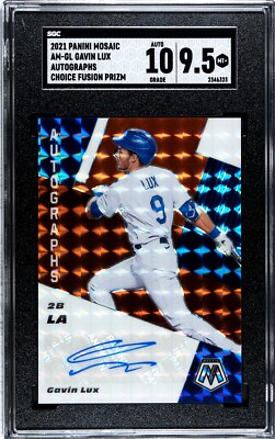 2021 Panini Mosaic Gavin Lux CHOICE FUSION PRIZM SGC 9.5 w/10 AUTO