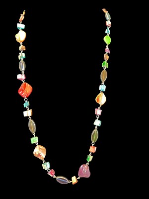 Colorful Multi-stone and Shell Necklace, Bracelet, and Earrings Cracker Barrel