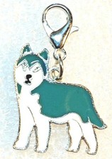 Husky Perro Cachorro Azul Teal Bolso Cartera Dije Cuelga Cremallera Tirar Joyería