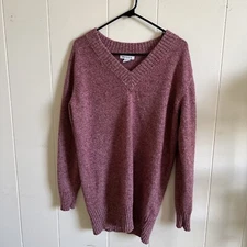 Athleta Wool/Cashmere Tunic V-Neck Top S Sweater Pink / Red Knit Pullower