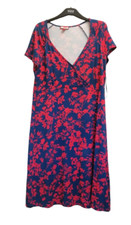 Joe Browns Women's Glamorous Jersey v neck blue red floral stretch dress size 16