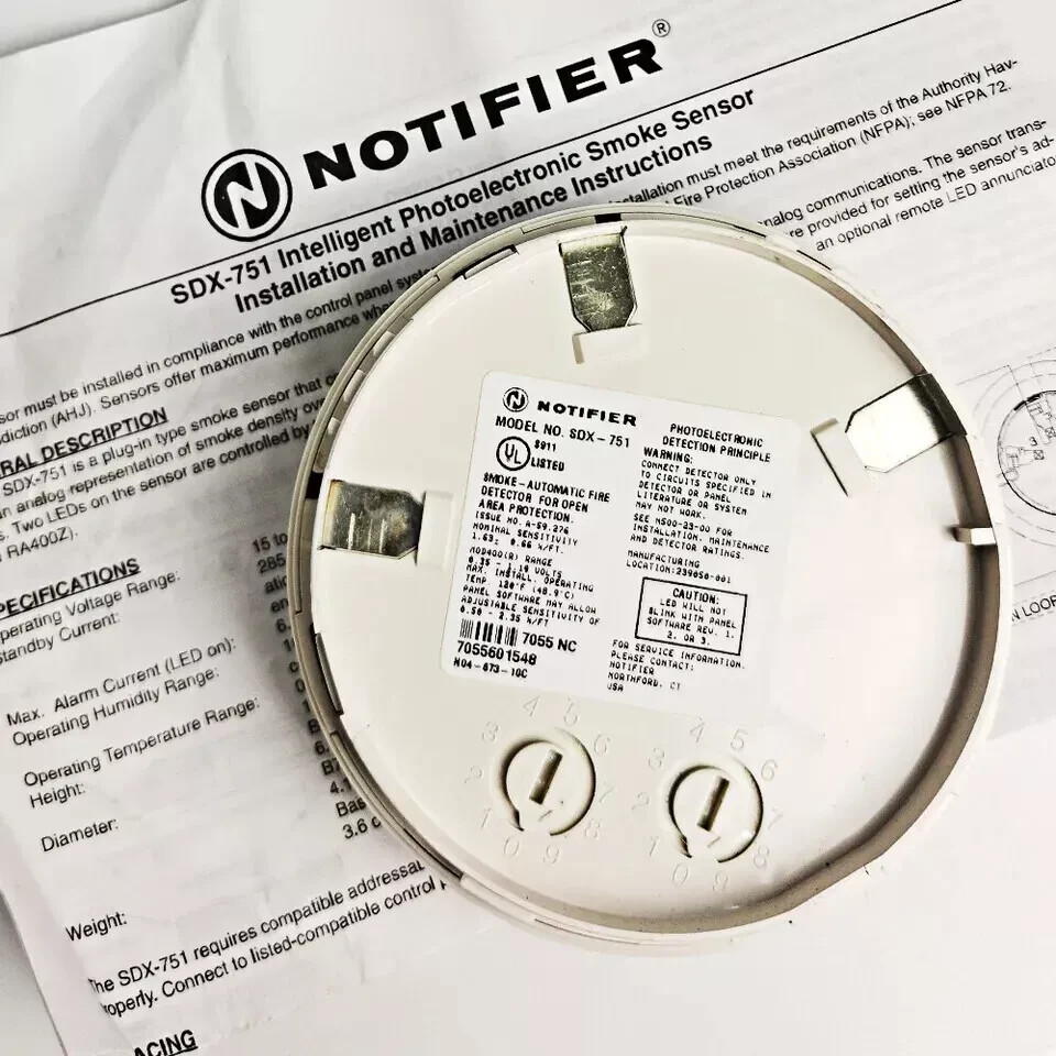 NOTIFIER SDX-751 Addressable Photoelectric Smoke Detector with Free Shipping