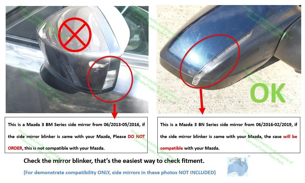 Left Door Mirror Cap Cover for Mazda 3 