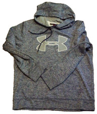 Under Armour Graphic Hoodie Sweatshirt Mens Medium Blue Soild Long Sleeve Sports