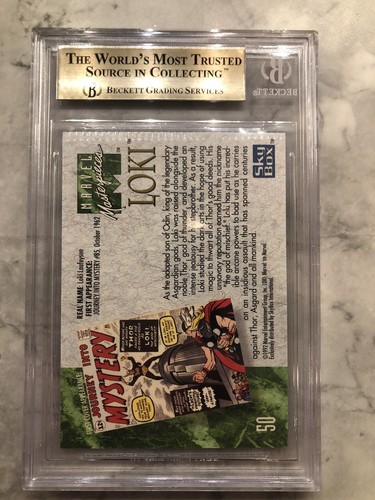 Marvel Masterpieces🔥GEM MINT ERROR CARD🔥Loki 1992 RARE #50 rookie BGS Thor - Picture 7 of 7
