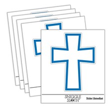 Cross Angled Christian Church Religion Outline Laptop Bottle Car Sticker 5 Pack