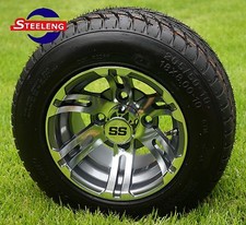 Golf Cart 10 Gunmetal Bulldog Wheels And 20550-10 Dot Low Profile Tires 4