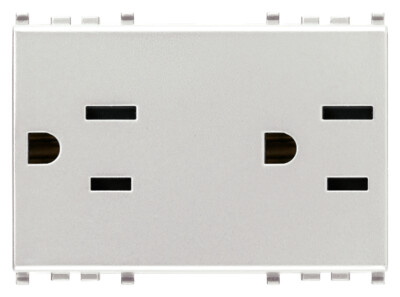 Vimar 20243.N Eikon Next 2P+E 15A Silver 127V 60 Hz 2-Pole Duplex Socket Outlet