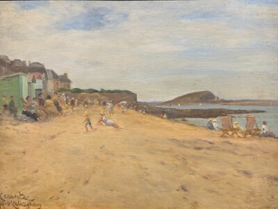 A. O'Callaghan (XIX-XX) - At The Beach Of Carantec, Brittany Antique Painting