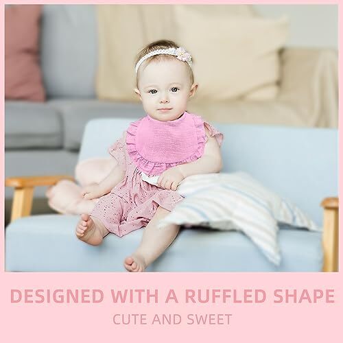 Baby Muslin Bibs Bandana Drool Baby Bibs for Girls Adjustable 100% Cotton Sof... - Picture 5 of 7