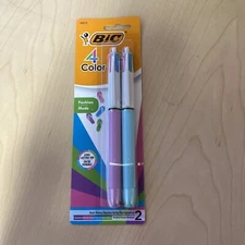 BIC 4 Color Fashion Ball Pen, Medium Point (1.0mm), Assorted, 2-Count