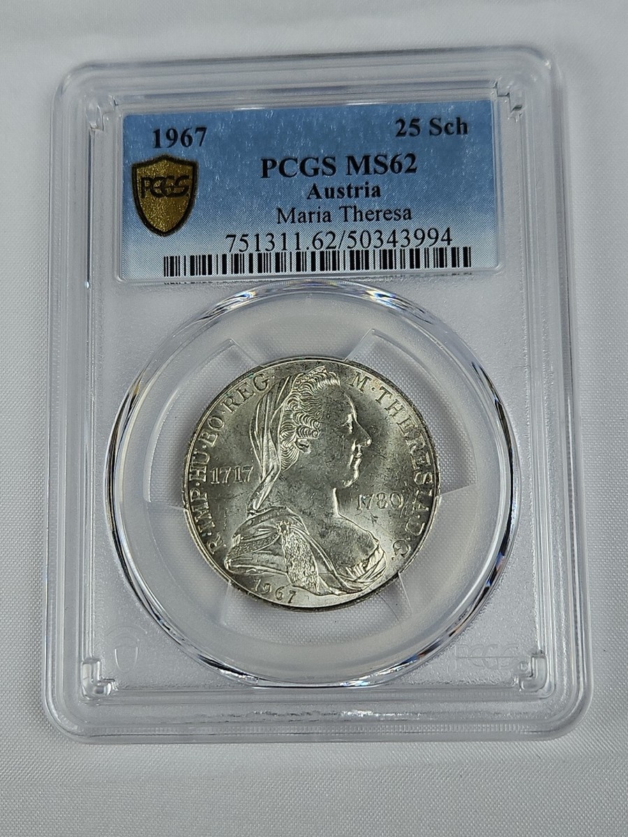 1967 AUSTRIA SILVER 25 SCHILLING MARIA THERESA - PCGS MS62 | eBay