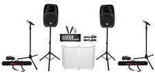 Rockville RPG2X15 PA System Mixer/Amp 15" Speakers Stands Mics Bluetooth Facade