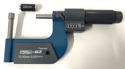 Fowler 52-611-050 Metric E-Z Read Rolling Digital Tube Micrometer, 25-50mm 