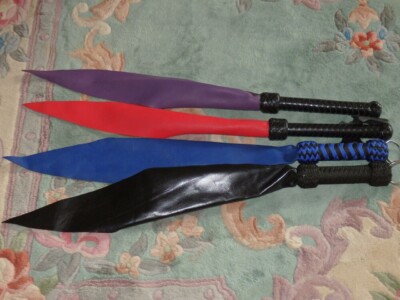 NEW RED BLUE BLACK PURPLE Leather Dragons Tongue Flogger - Riding Crop Quirt