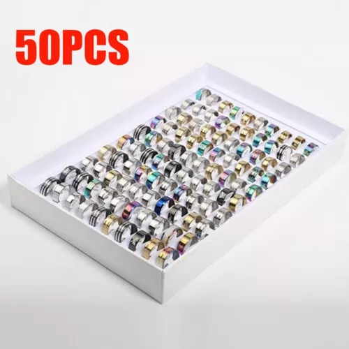 50pcs Stainless Steel Rings Wholesale Men Women Fashion Jewelry Ring lot