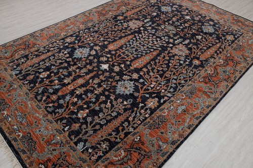 Navy Rust Cypress Tree Fine Quality Weave Soft Wool Hand Knotted Customize Rug - Picture 13 of 18