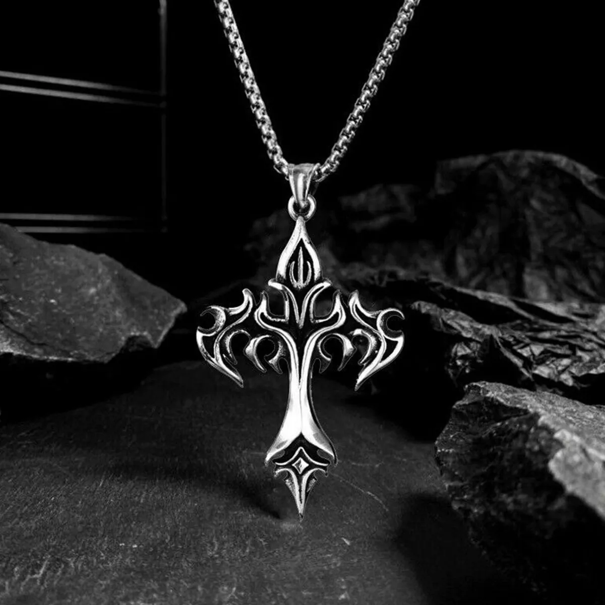 Men's pewter deals cross necklace