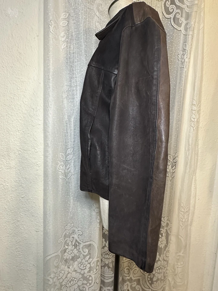 Vera Pelle VTG Leather Lined Bomber Jacket Brown Men's Large Made In Italy - Image 4 of 4