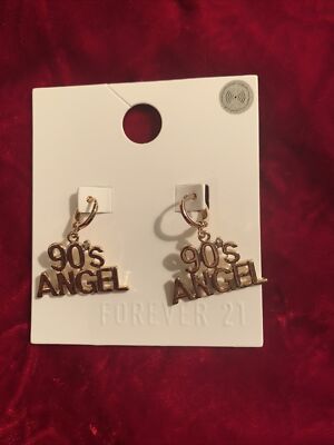 New Forever 21 Gold Tone Drop Dangle Earrings 90’s Angel Women Party  Jewelry