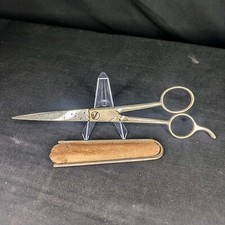 Vintage "Solwa" Solingen 5H Barber Shears 7" With Leather Case