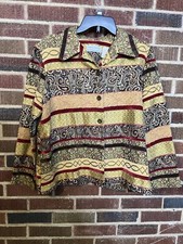 Alfred Dunner Womens Blazer 14P Jacket Paisley Floral Jacquard Tapestry