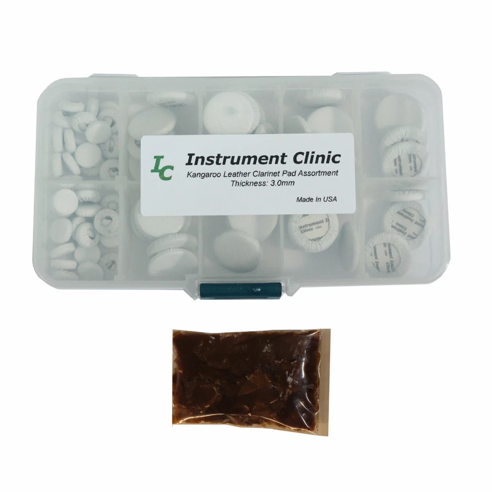 Kangaroo Leather Clarinet Pad Assortment (51 pads) w Adhesive Pellets