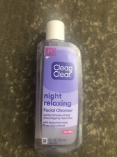 Clean Clear Night Relaxing Facial Cleanser Oil Free New Formula 8 oz Lot of 4