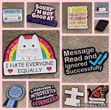 BUY 2 GET 1 FREE Funny Introvert Enamel Pin – Anti-Social Badge – Sarcastic Gift