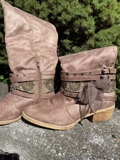 Not Rated Womens Taupe Fashion Riding Boot 7M